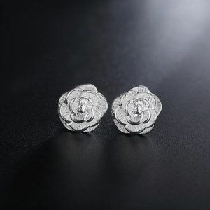 925 Sterling Silver Fine Flower bud Earring stud for Women Luxury Fashion Party